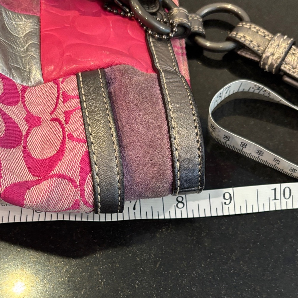 Vintage Coach Patchwork Pink and Silver Hobo Shoulder Bag - Picture 15 of 16